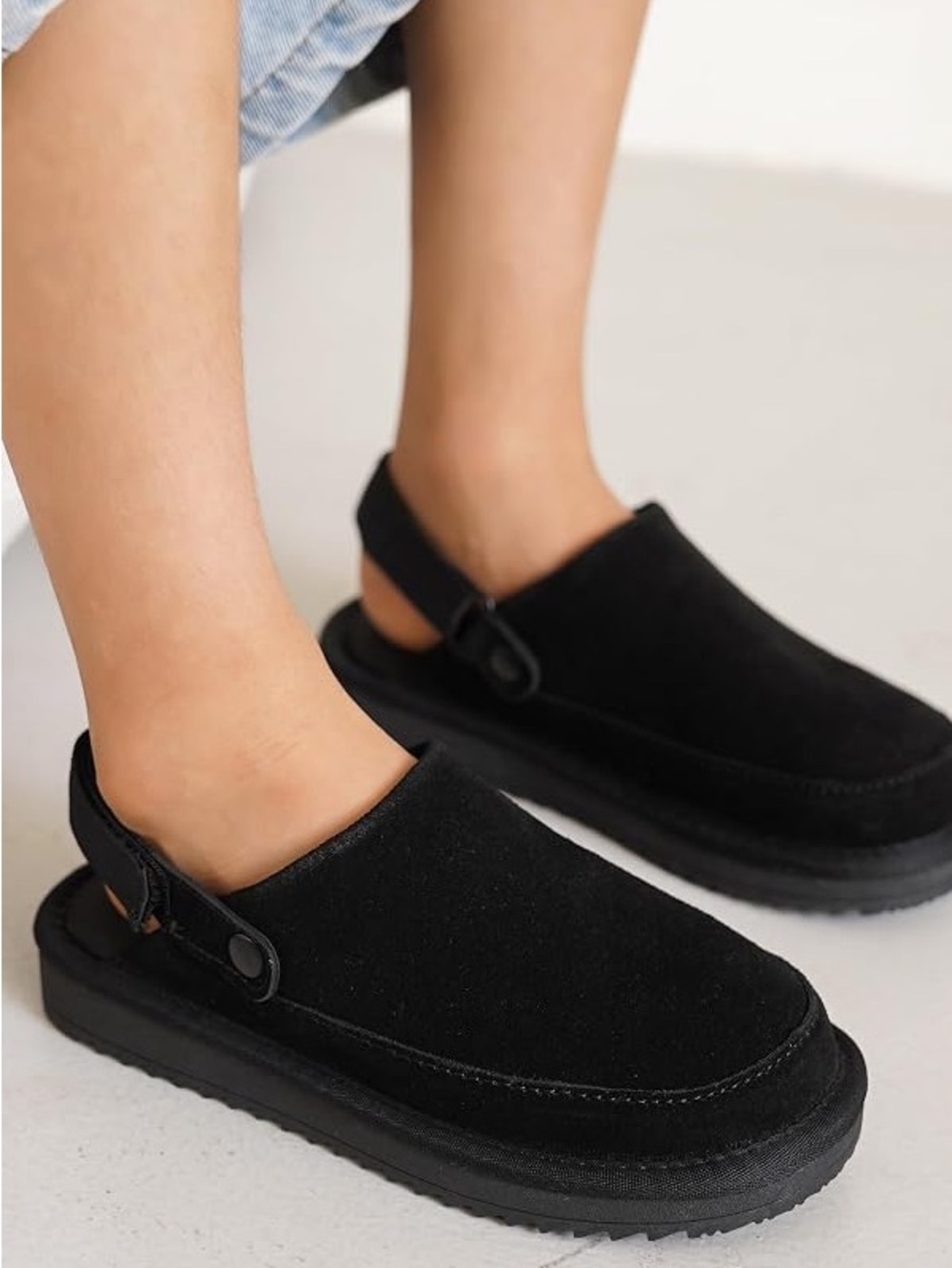UGG Black Suede Slingback Clog Mules